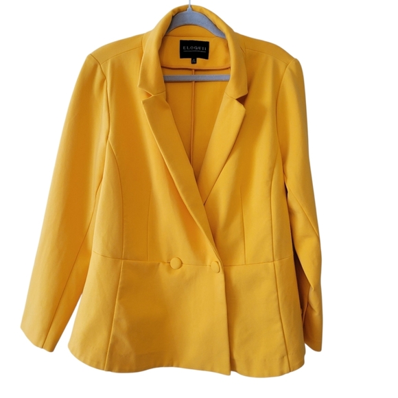 Eloquii Golden Yellow Two Button Blazer Jacket Size 20 - Picture 2 of 4
